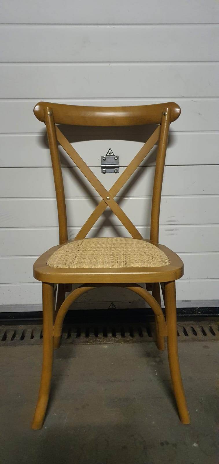 Oak Crossback Chair with Rattan Base