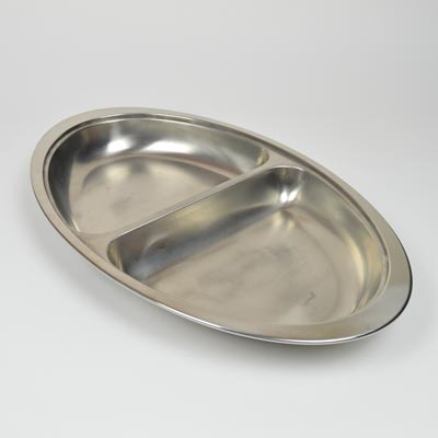 20" Stainless Steel 2 Division Veg Dish
